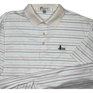 Peter Millar Polo Shirt Golf Mountain Lake Club Crown Ease Striped Embroidered L